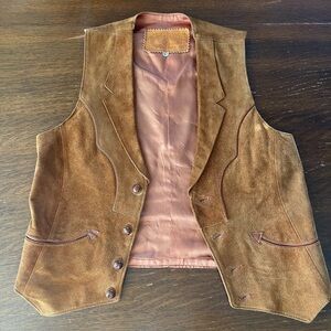 Vintage Brown Suede Leather Vest Made in Colorado